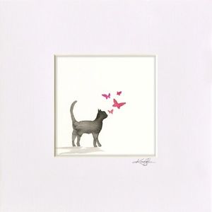 OOAK Cat Watercolor in mat by Kathy Morton Stanion - I Love Cats 3